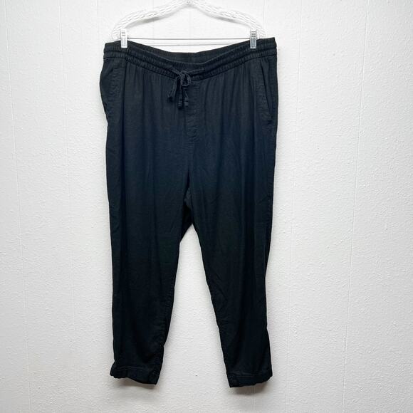 Old Navy Pull On Linen Blend Ankle Pants Womens XL Beach Nautical Coastal Summer - Picture 1 of 12